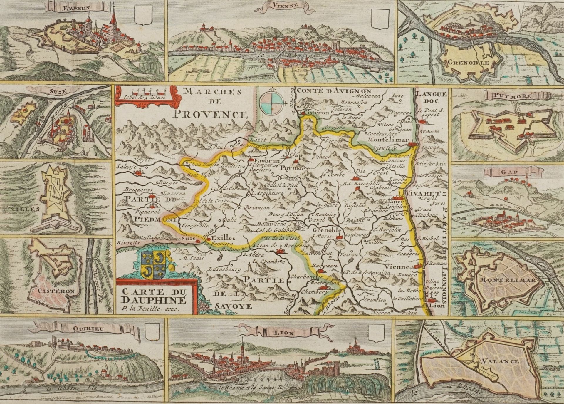 Daniel de la Feuille, "Carte du Dauphiné" (Landkarte Dauphiné, Südostfrankreich)