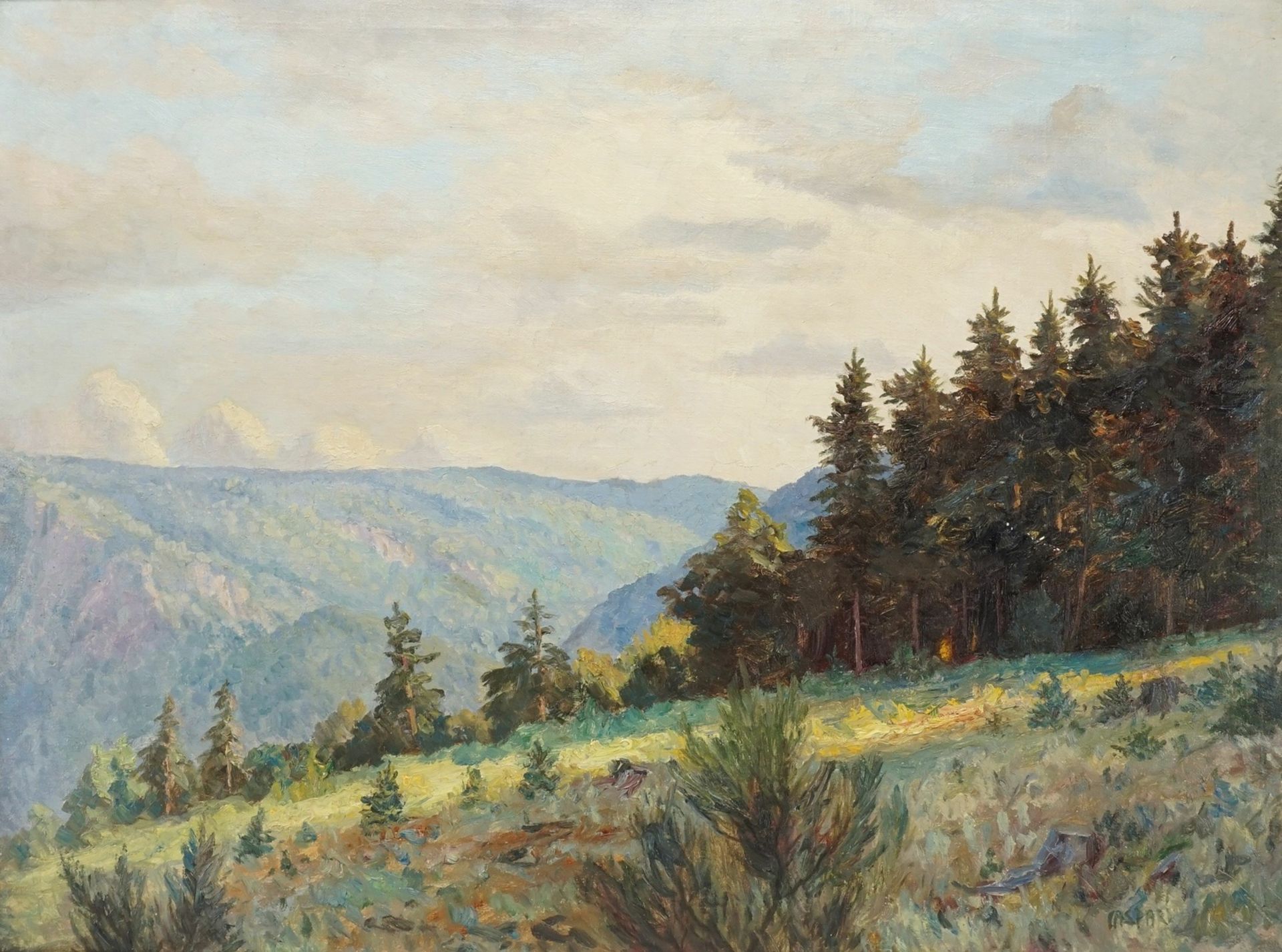 Adolf Caspari, "Harzlandschaft: Bodetal von der Roßtrappenstraße aus gesehen"