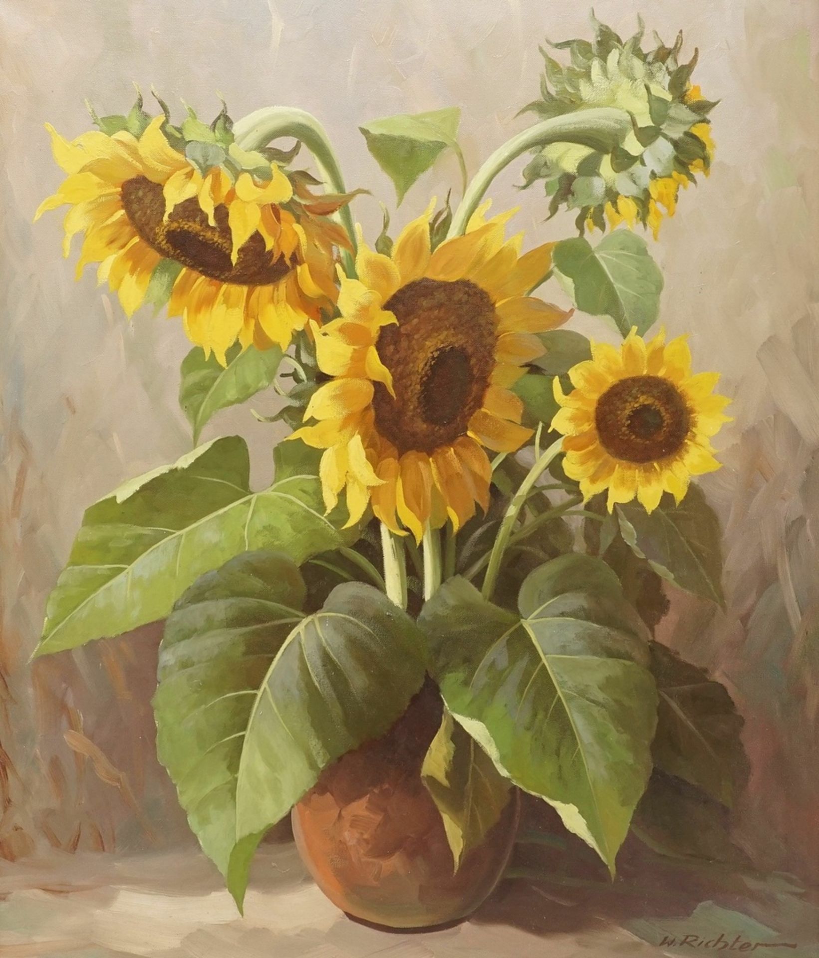 Walter Richter, Sonnenblumen in Keramikvase