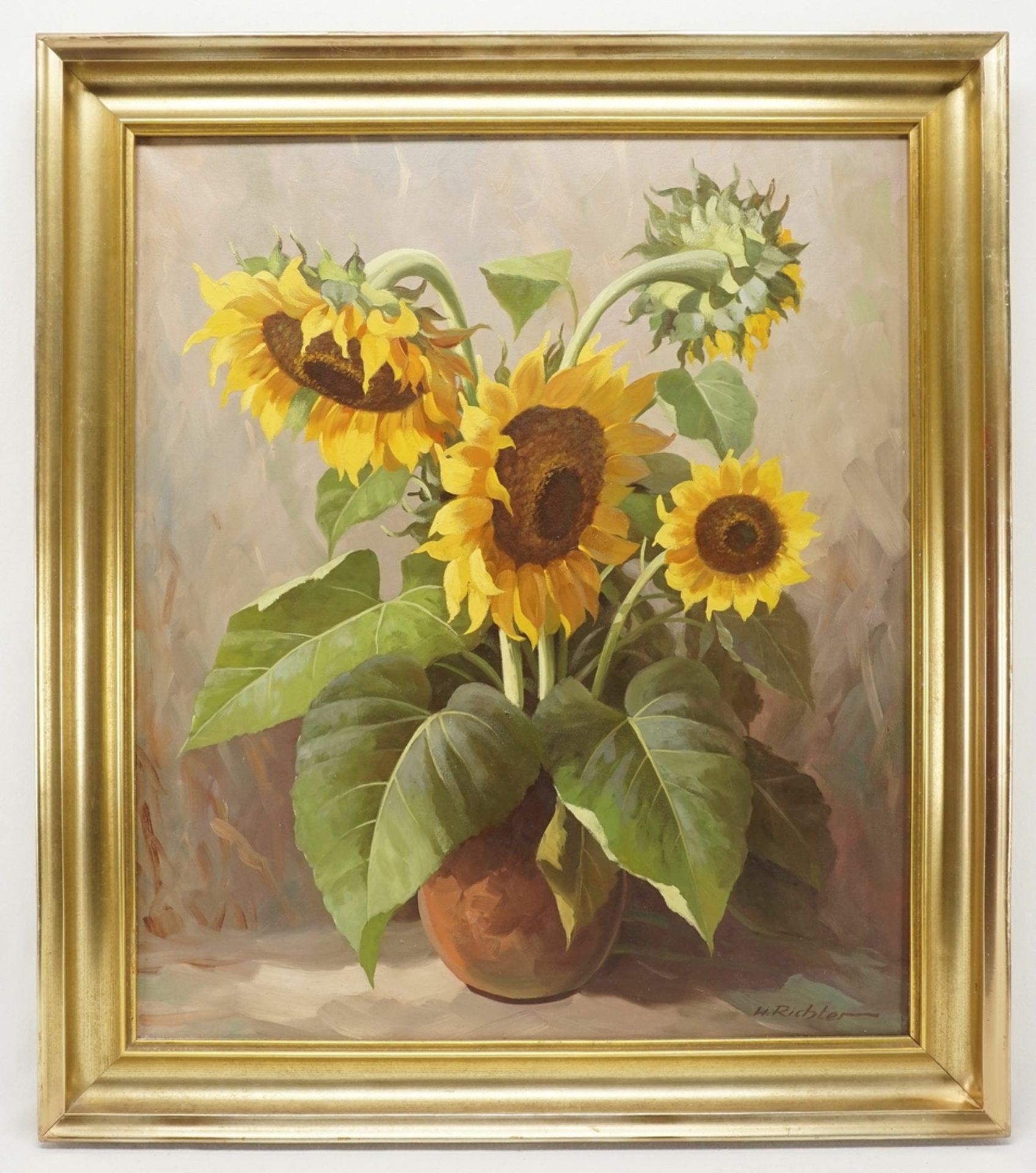 Walter Richter, Sonnenblumen in Keramikvase - Bild 2 aus 4