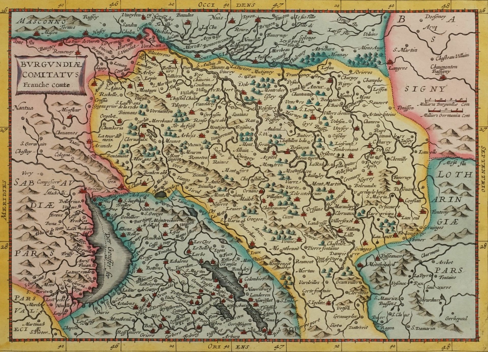 Gerhard Mercator, "Burgundiae Comitatus. Franche comte" (Landkarte Burgund)