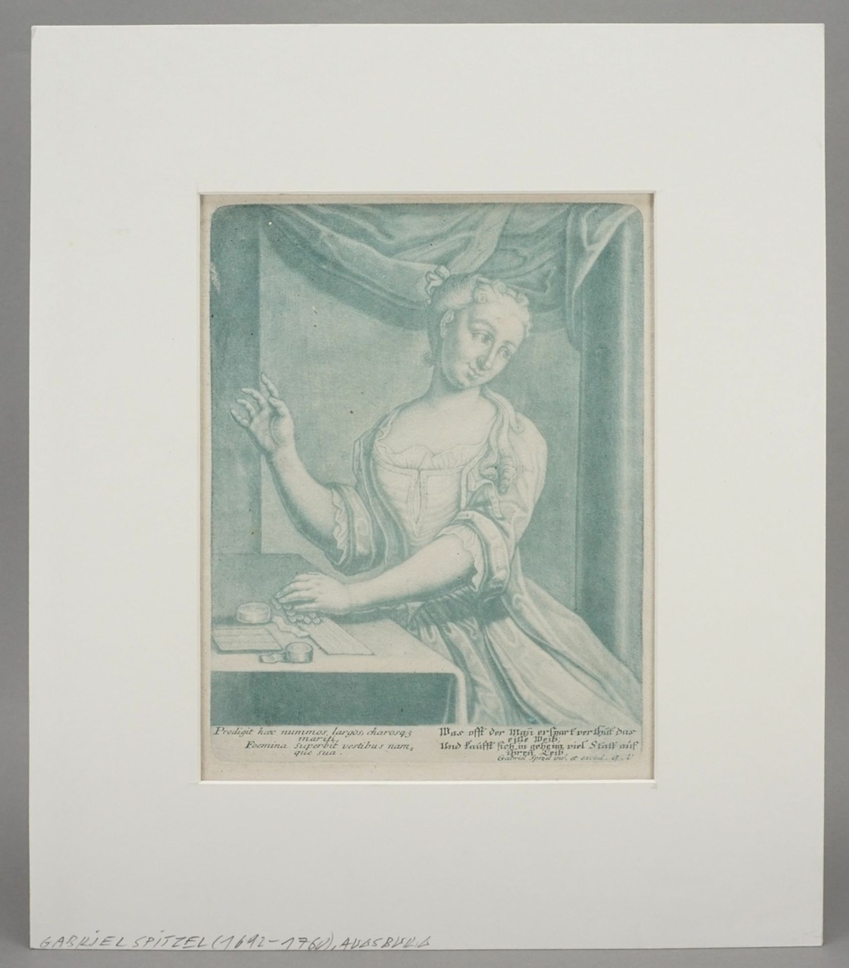 Gabriel Spizel (auch Spitzel), "Was offt der Mann erspart verthut das eitle Weib [...]" - Bild 2 aus 3