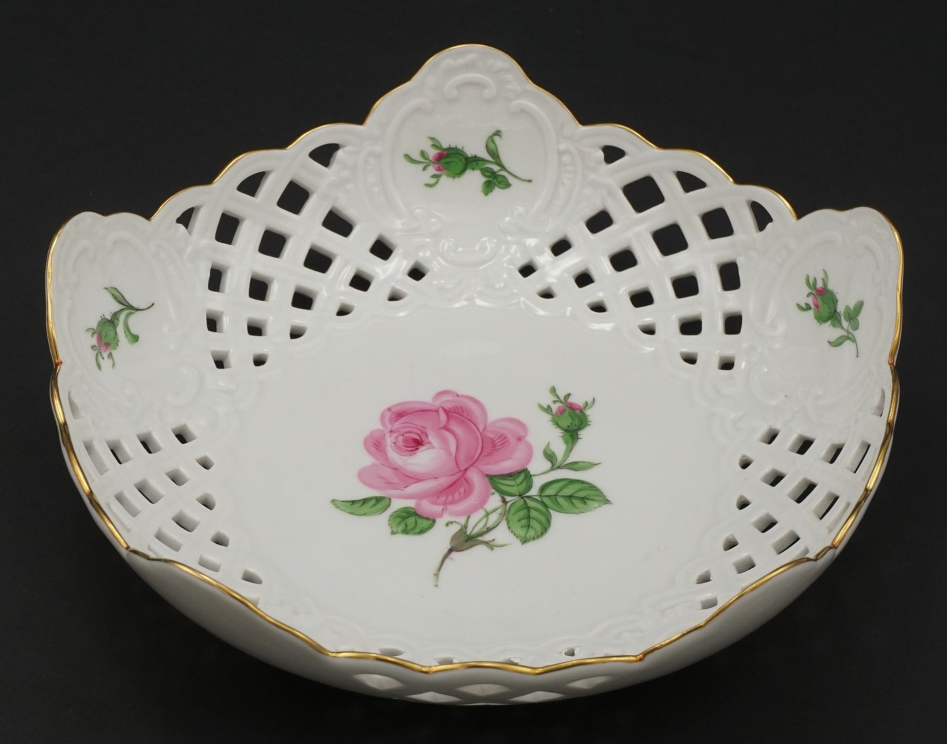 Meissen Durchbruchschale mit Roter Rose