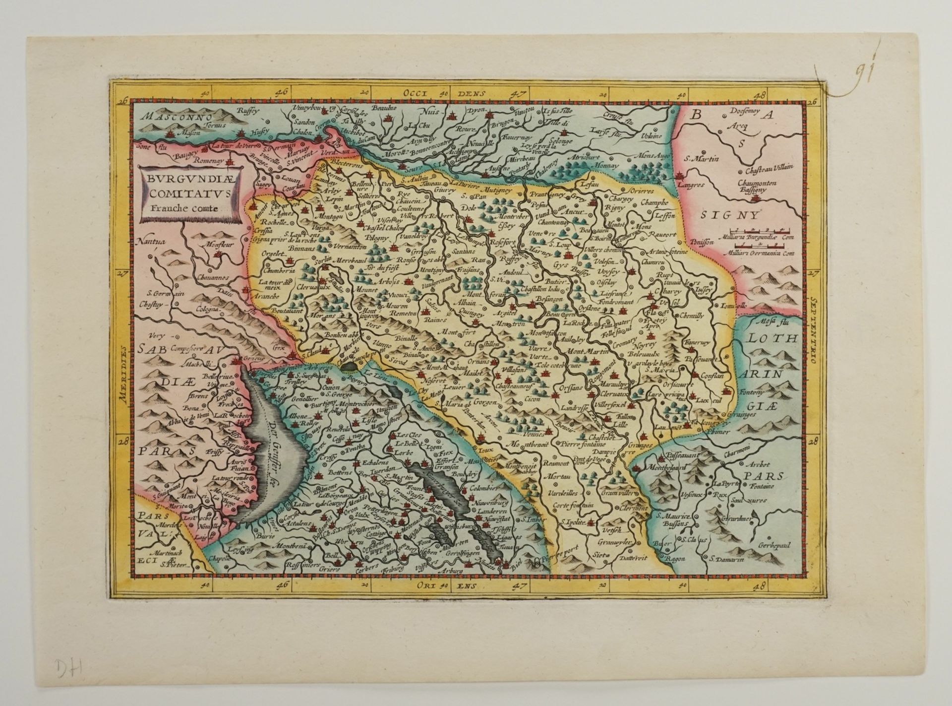 Gerhard Mercator, "Burgundiae Comitatus. Franche comte" (Landkarte Burgund) - Bild 3 aus 3