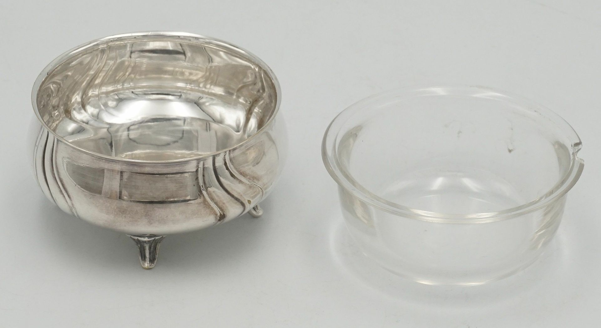 WMF Schälchen mit Glaseinsatz und zwei Serviettenringe aus Silber - Bild 2 aus 4