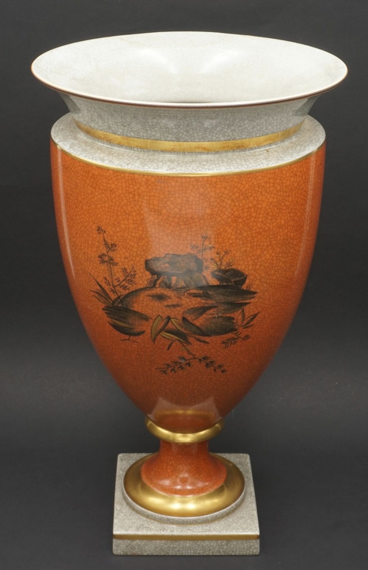 Royal Copenhagen große Krakelee Vase mit Schale, um 1950 - Bild 3 aus 8