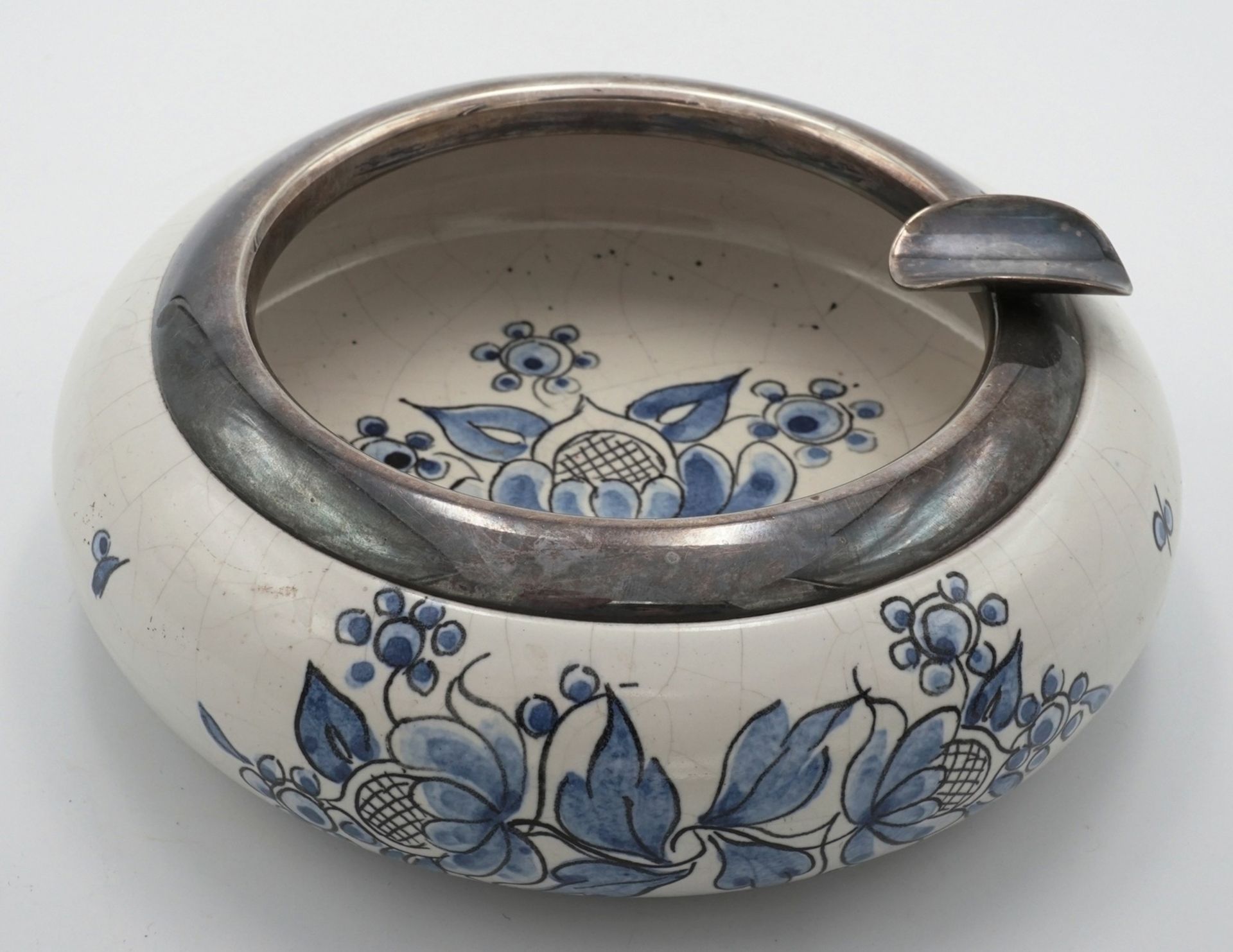 Keramik Aschenbecher mit Silbermontierung - Bild 2 aus 4