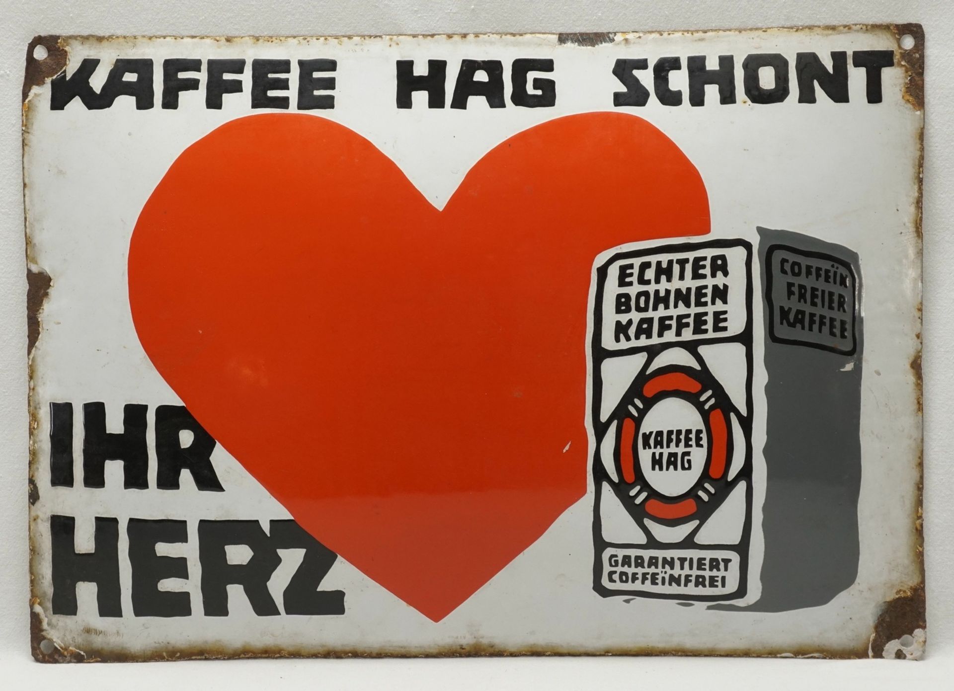 Emailleschild Kaffee HAG, 1. Hälfte 20. Jh.