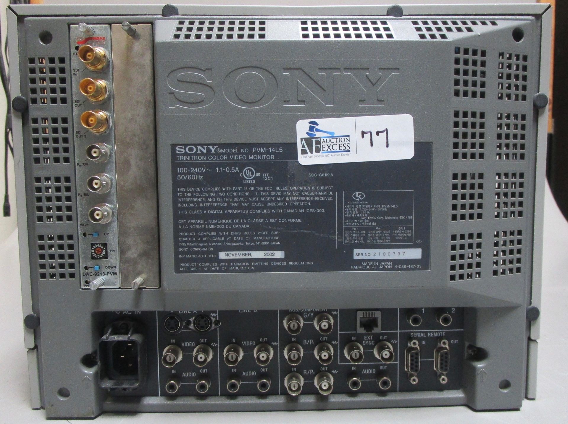 SONY PVM-14L5 CRT COLOR MONITOR - Image 2 of 2