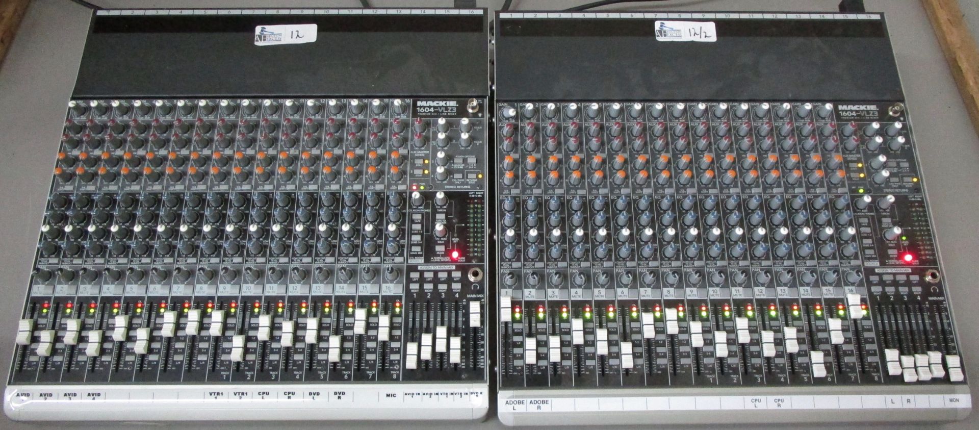 LOT OF 2 MACKIE SOUNDBOARD 1604 VLZ3