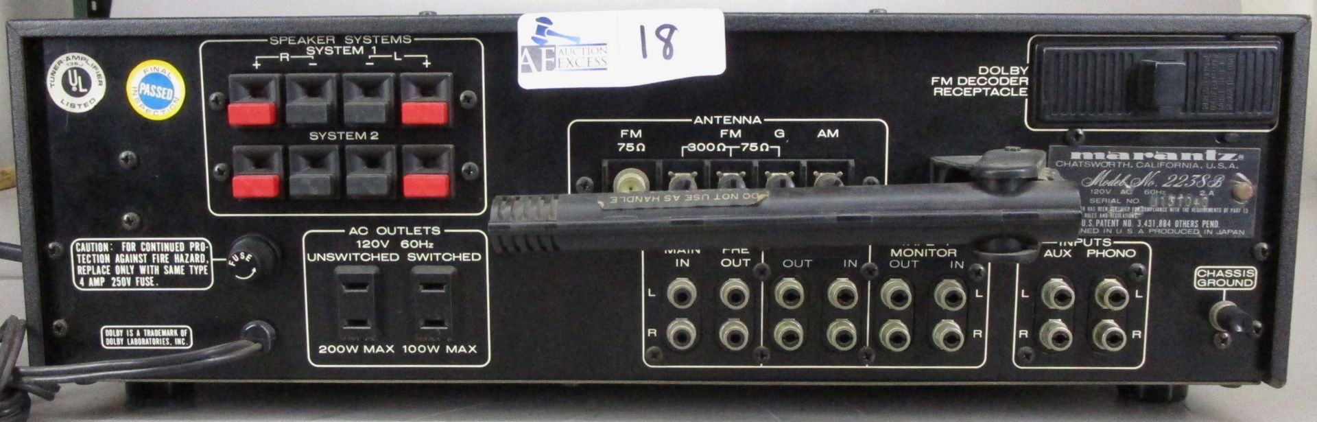 VINTAGE MARANTZ 2238B RECEIVER - Image 3 of 3