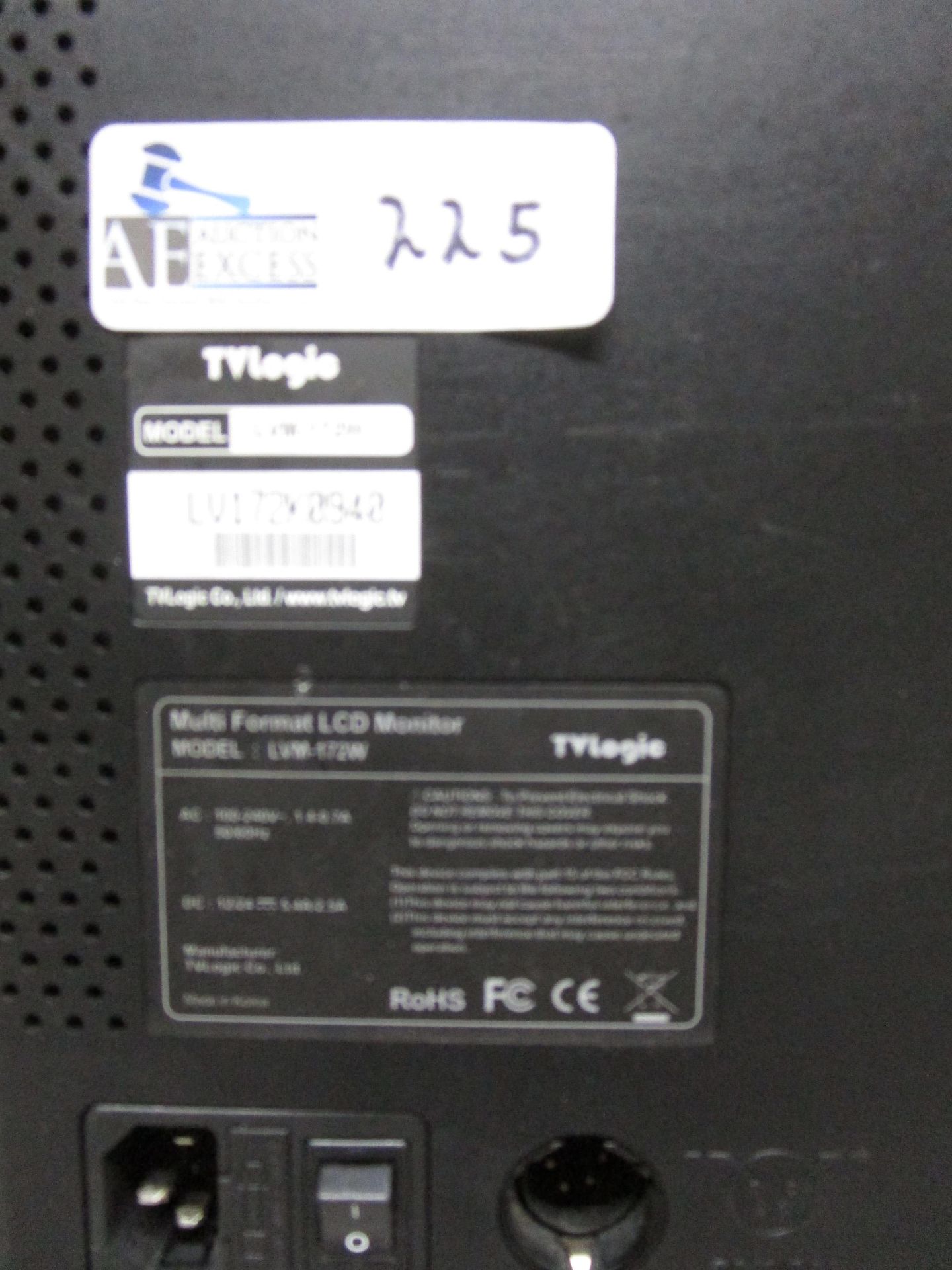 TV LOGIC LVM-172W RACK MOUNT MONITOR - Image 3 of 4