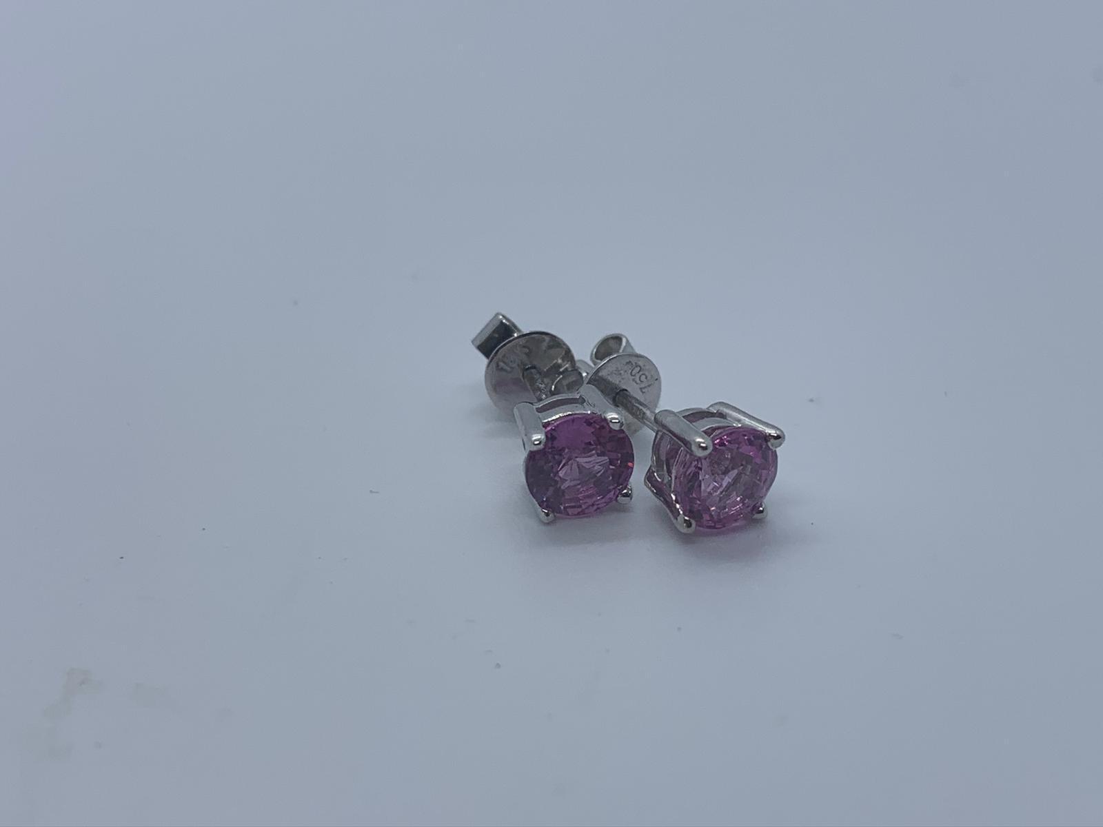 18ct white gold pink sapphire stud earrings - Image 2 of 3