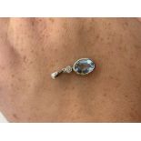 18ct white gold aqua marine and diamond pendant