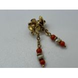 9ct gold coral and pearl earrings