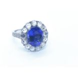 18ct white gold tanzanite and diamond ring