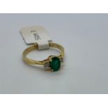 18ct gold emerald and diamond ring