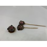 18ct silver, ruby, sapphire and diamond stick pins