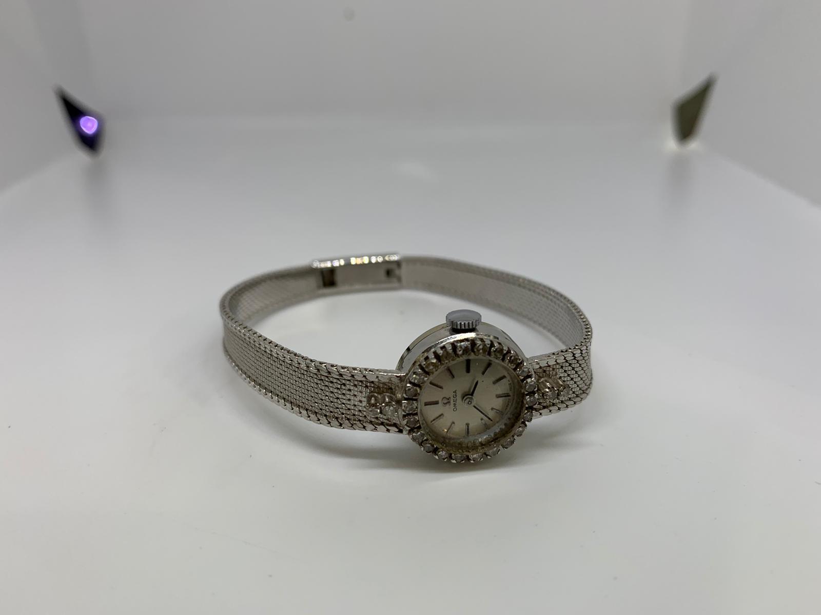 18ct white gold Omega cocktail watch