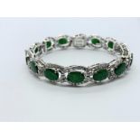 Platinum jade and diamond bracelet