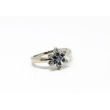 9ct diamond and blue diamond ring