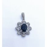 18ct white gold sapphire and diamond pendant