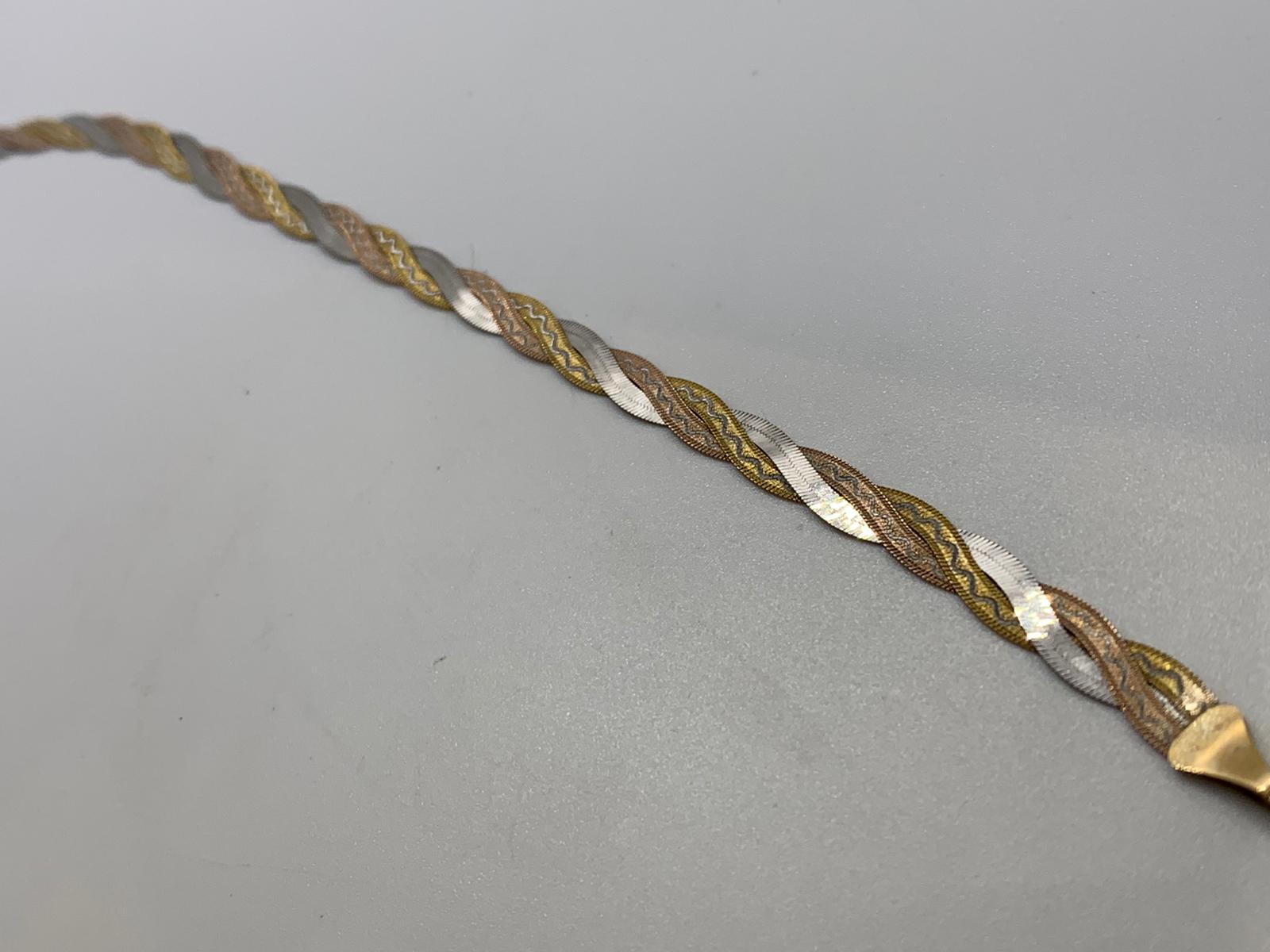 9ct gold, white gold and rose gold bracelet - Image 2 of 2