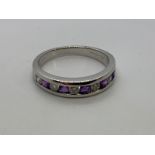 18ct white gold amethyst and diamond ring