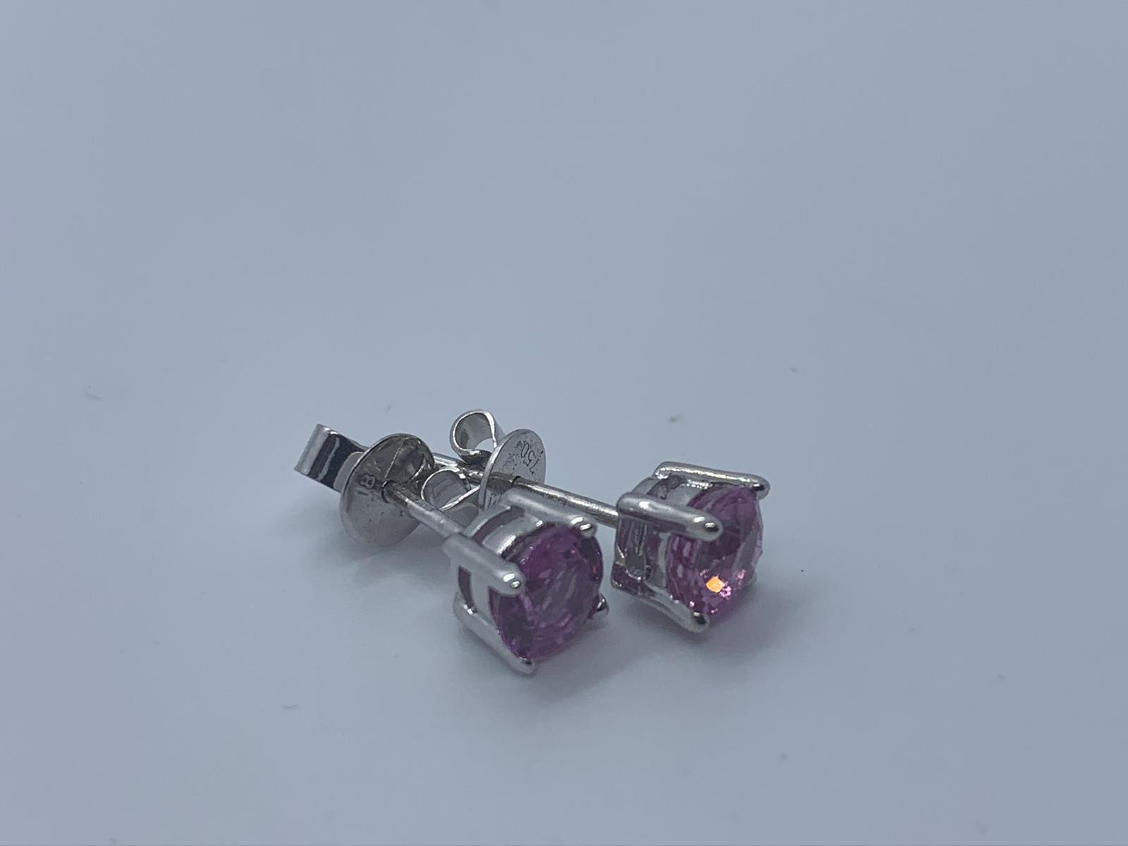 18ct white gold pink sapphire stud earrings