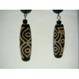 Pair DZI agate drop earrings