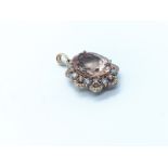 18ct rose gold morganite beryl and diamonds pendant