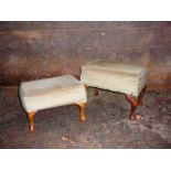 Two upholstered footstools