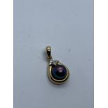 9ct gold pearl and diamond pendant