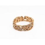 18ct rose gold diamond leaf and flower band ring