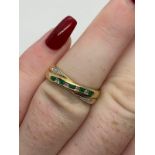 9ct gold emerald and diamond ring