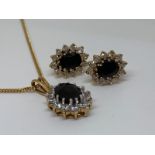 9ct CZ pendant, chain and earring set