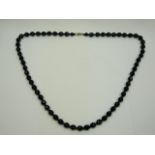 Vintage Black Glass Bead Necklace