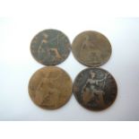 x4 UK Edwardian half pennies