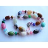 Harlequin stone bead necklace