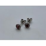 18ct white gold garnet and diamond earrings