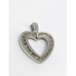 14 carat white gold diamond heart pendant