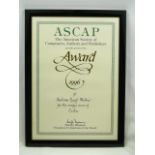 Framed ASCAP music award