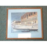 Large framed watercolour of ‘The Doge’s Palace, Venice’