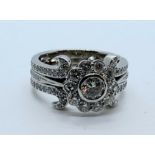 18ct white gold diamond flower ring