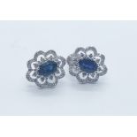 18ct white gold sapphire and diamond stud earrings