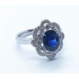 18ct white gold sapphire and diamond ring