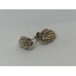 9ct three colour gold earrings