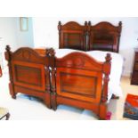 Pair of Victorian mahogany beds