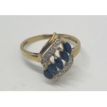 9ct gold sapphire and diamond ring