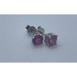 18ct white gold pink sapphire earrings